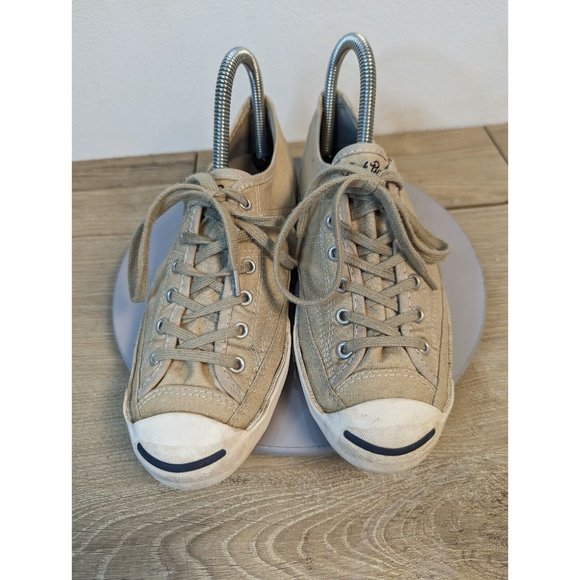 Converse Jack Purcell Tan White Canvas Low Top Casual Sneakers 540345C size 7.5 - Picture 3 of 10
